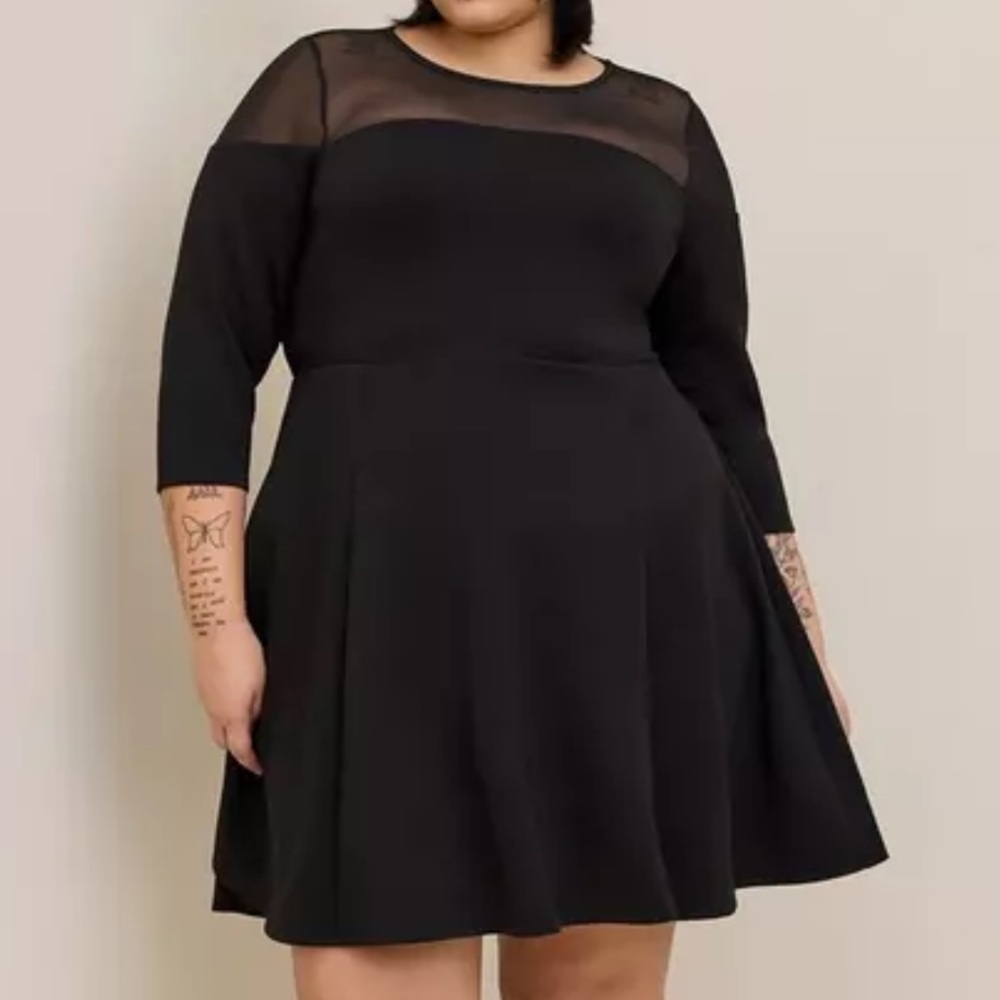 Torrid Skater Mini Dress - Cupro & Mesh Black